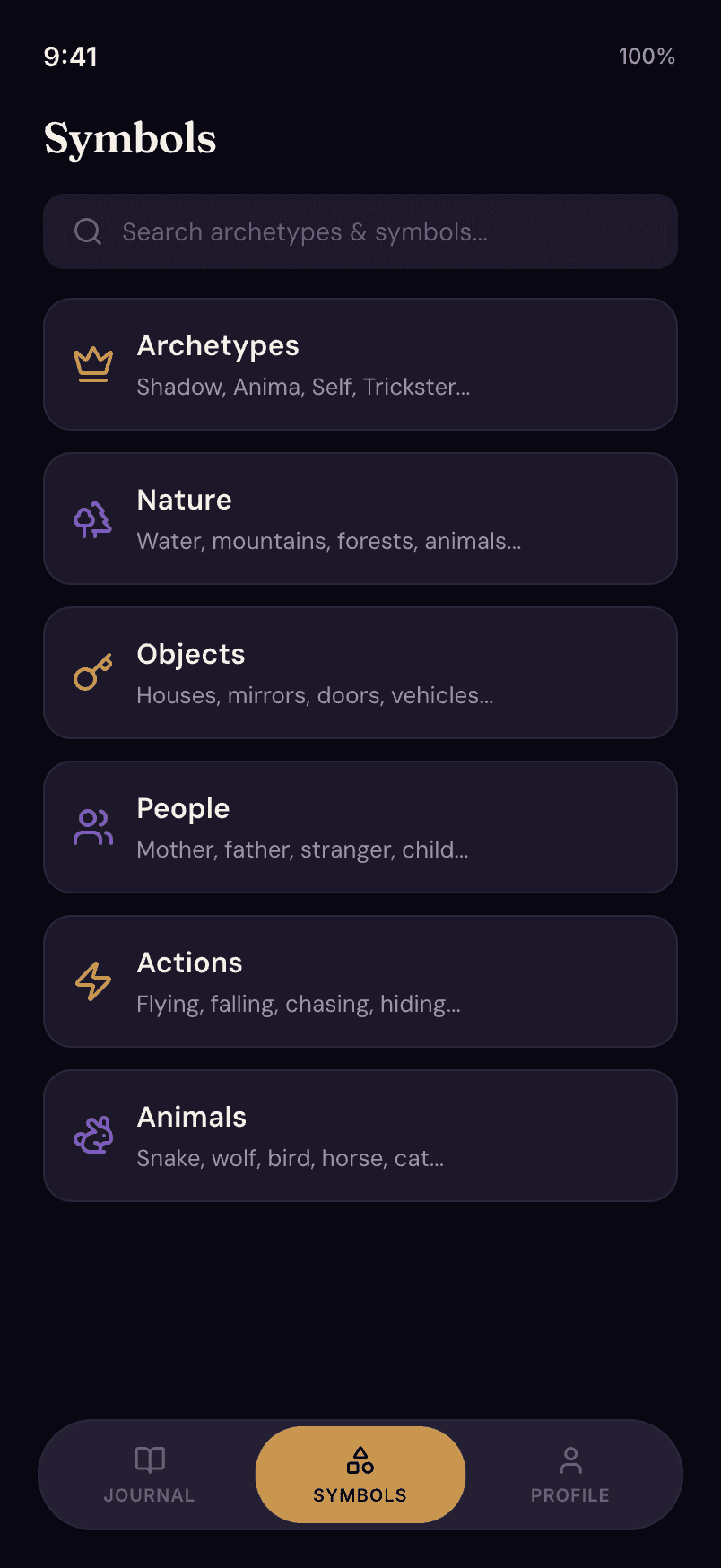 InnerWork symbols screen